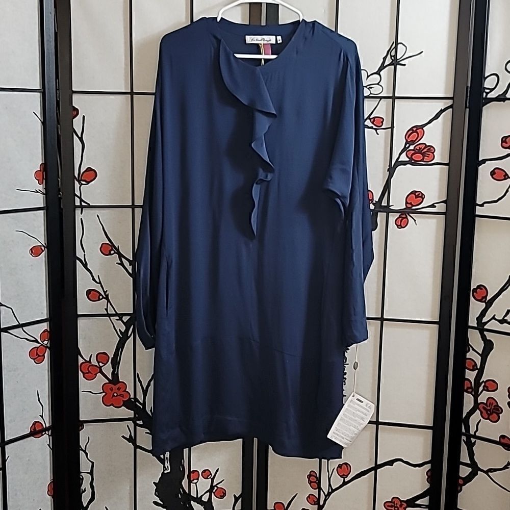 Le Sarte Pettegole Short Blue 100% Silk Dress Size Medium